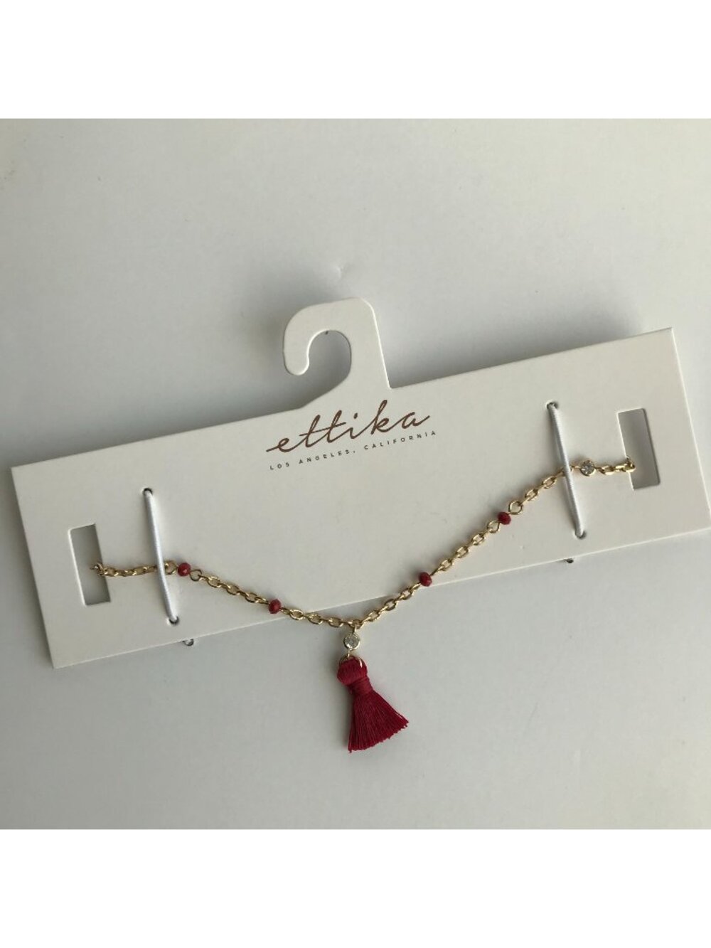 NWT Ettika Dainty Gold-tone Chain and Red Tassel Choker Necklace Whimsigoth Boho